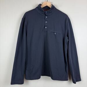 Untuckit Parkson Sweater Mens XL Blue Mock Neck Snap Button Long Sleeve Pullover